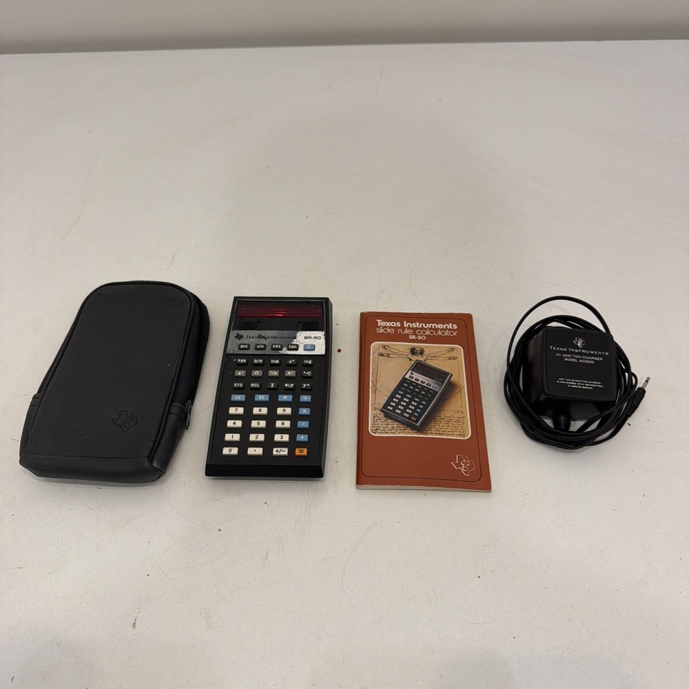 Texas Instruments Vintage SR-50A Electronic Calculator W Original Case and Cord